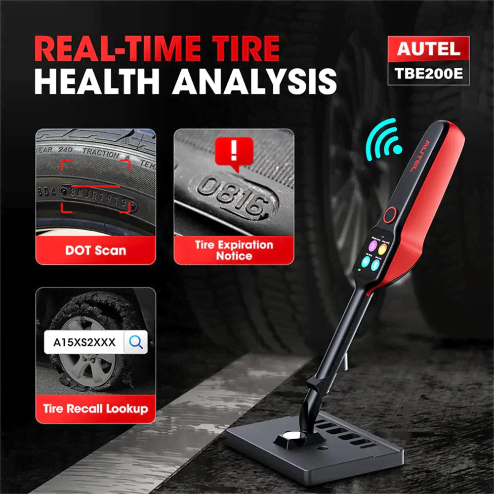 Autel MaxiTPMS TBE200E Tire Brake Examiner 2022 Newest Laser Tire Tread Depth Brake Disc Wear 2in1 Tester Work with ITS600E-2