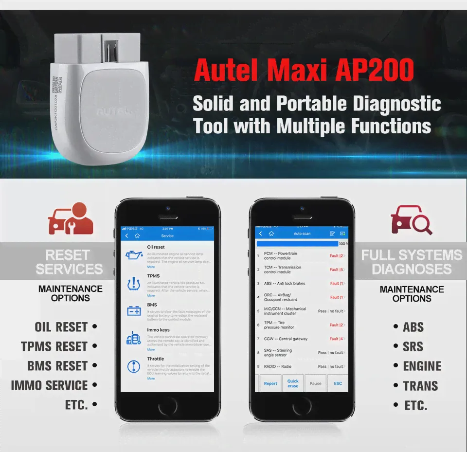 🛍 Autel AP200 V1.03 OBD2 сканер высокого качества считыватель кодов диагностический инструмент Bluetooth Макси AP200 для Android IOS-4