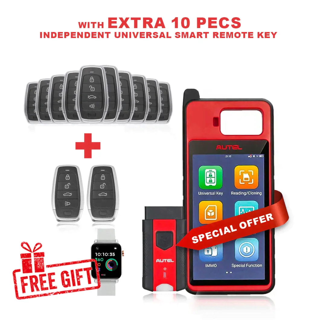 Autel MaxiIM KM100 Комплект программатора ключей IMMO с дополнительными 10 шт. независимыми универсальными смарт-дистанционными ключами + бесплатный подарок Otofix Smart Key Watch-1