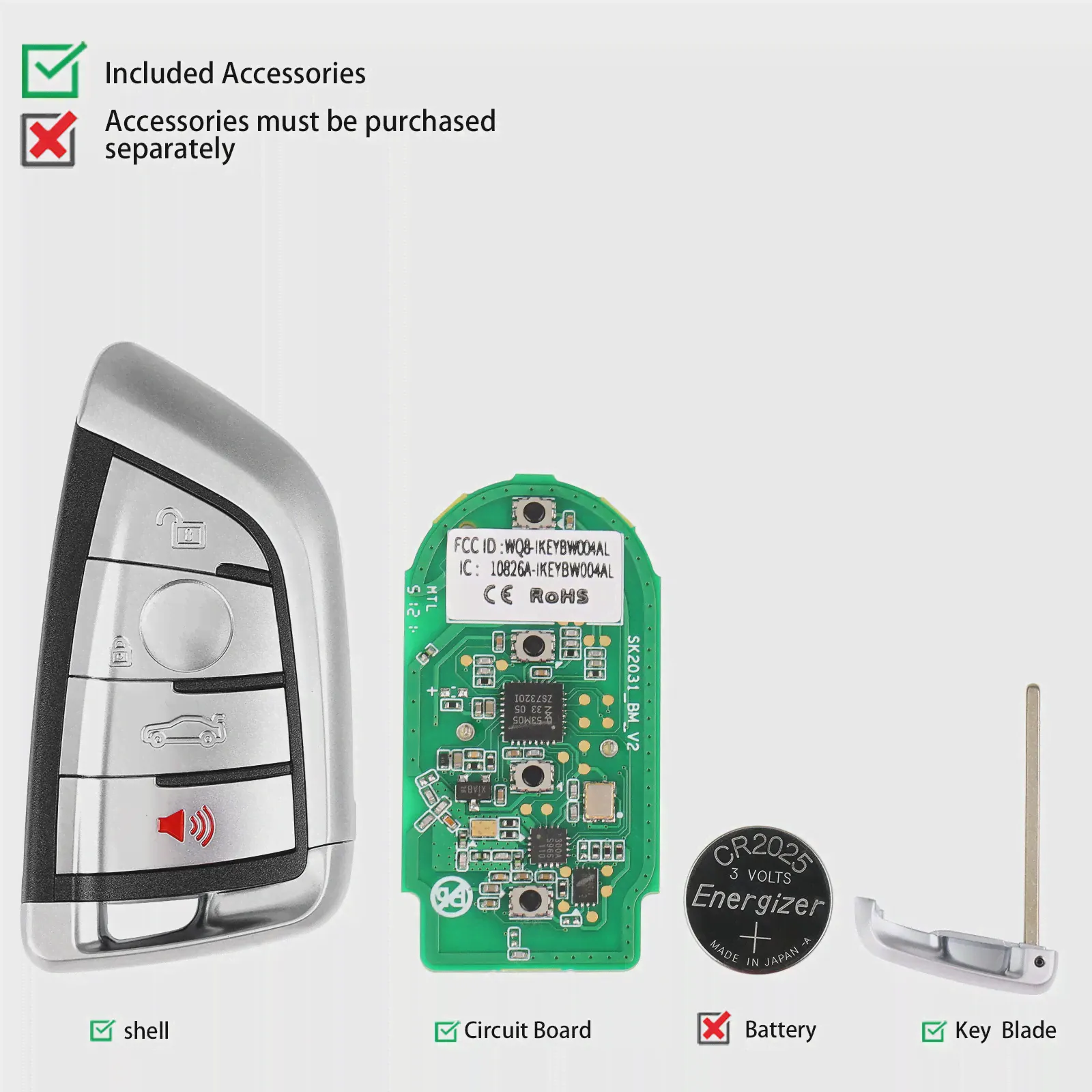 AUTEL Razor Smart Key IKEY BW003AL BW004AL для BMW, работает с KM100 KM100E IM508 IM608 IM608PRO, Автомобильный ключ, программа диагностики (art.: 3920c0f6b6ce0)-1